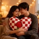 thumbnail image 1 of Almohadas de peluche, decoraciones navideñas, cojines decorativos con forma de corazón para San Valentín, cojines bordados con rosas de formas únicas, cojines de sofá con mechones, artículos para San, 1 of 6