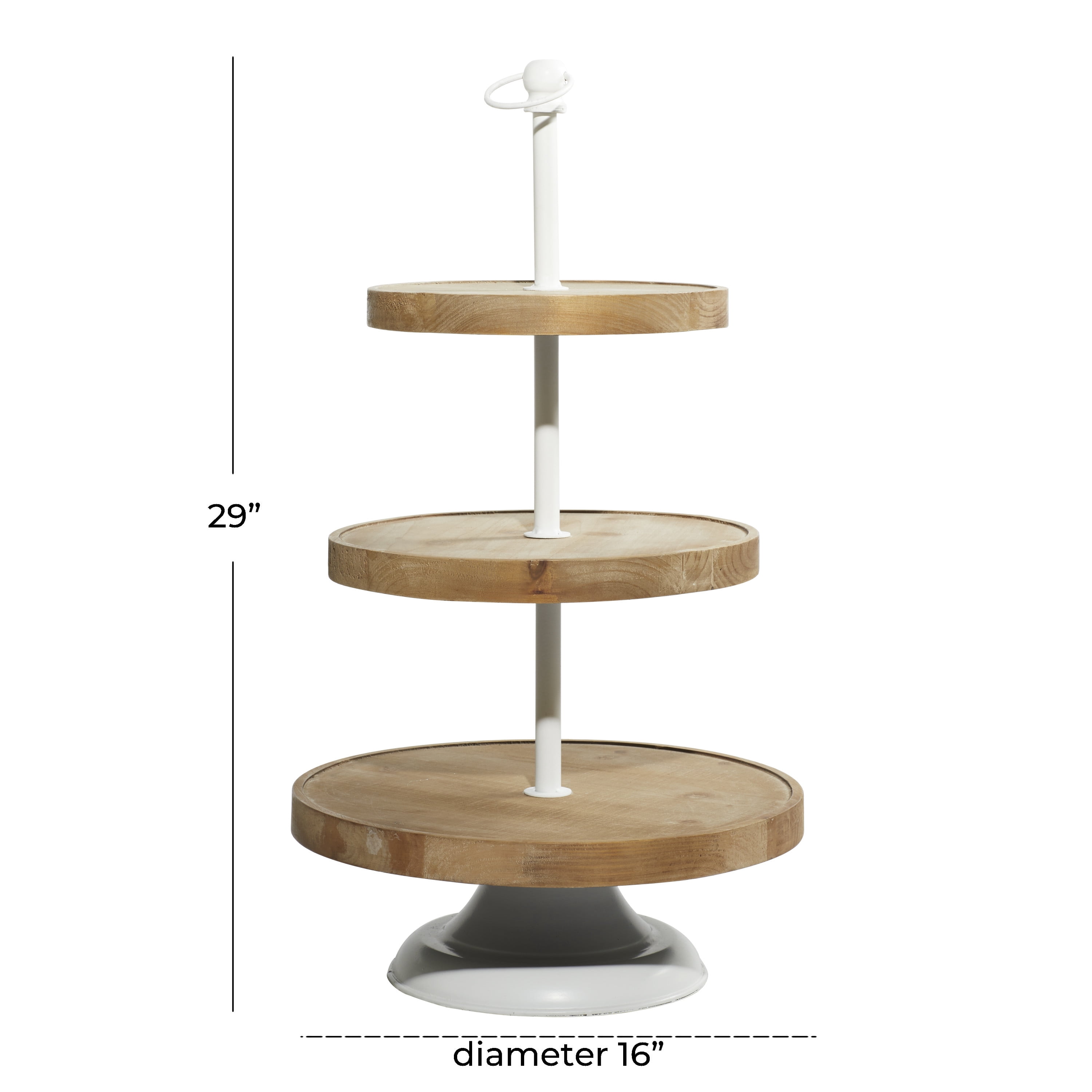 DecMode Brown Wood Farmhouse Tiered Server