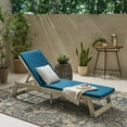 thumbnail image 2 of Cullen Outdoor Acacia Wood Chaise Lounge and Cushion Set, Light Gray and Blue, 2 of 10