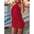 thumbnail image 5 of Women's Halter Mini Dress Y2k Backless Bodycon Club Night Cocktail Dresses Red XS, 5 of 7