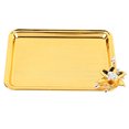 thumbnail image 1 of Table Serving Tray European Style Light Luxury Decorative Rectangular Food Service Tray with Floral Decor for Living Room KTV Hotel Gold S, 1 of 12