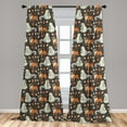 thumbnail image 5 of Ambesonne Poodle Curtains, Doodle Bulldog and Hearts, Pair of 28"x63", Cocoa Multicolor, 5 of 5