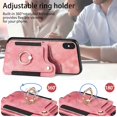 thumbnail image 5 of SaniMore for iPhone X/XS Wallet Case, [RFID Blocking] Elastic Card Slot Vehicle Magnetic PU Leather Ring Holder & Lanyard Stand Money Pocket Protective Cover for iPhone X/XS, Pink, 5 of 15