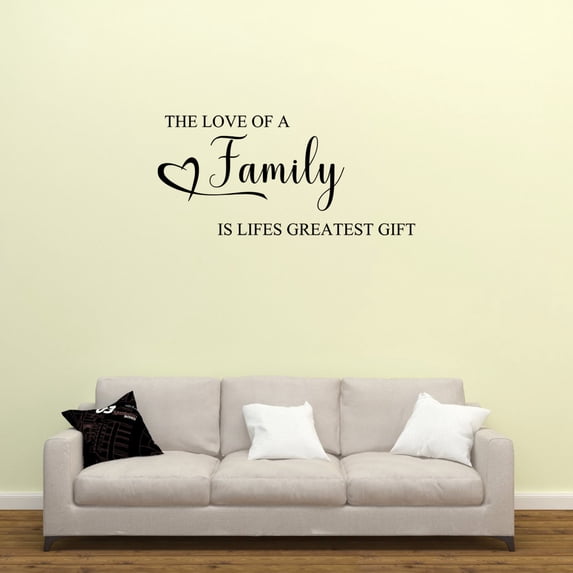 Empresal The Love Of A Family Is Life's Greatest Gift Wall Decal Sticker Mural Vinyl Art Home Decor Quotes Sayings Decor Black 28"Hx13"W DP670