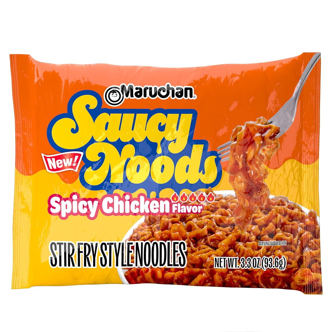 Maruchan Ramen Spicy Chicken and Spicy Creamy Chicken Noodles, Saucy Noods Combo Pack - Stir Fry Style, Bold Korean-Inspire. 3.3 oz, 10 Pack.