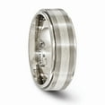 thumbnail image 4 of Edward Mirell Titanium With 925 Sterling Silver Textured Line Step Edge 7.5mm Band Size: 7; for Adults and Teens; for Women and Men, 4 of 6