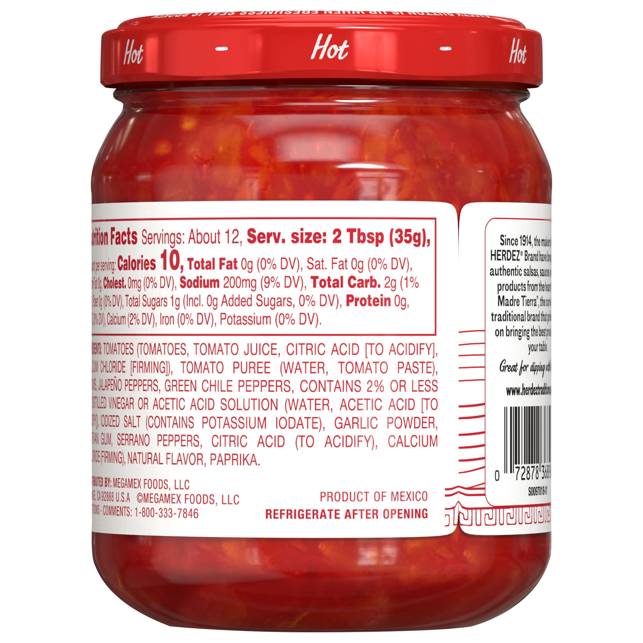 (3 pack) HERDEZ Chunky Salsa Hot, Tortilla Chip Dip, Shelf Stable, 15 oz  Glass Jar