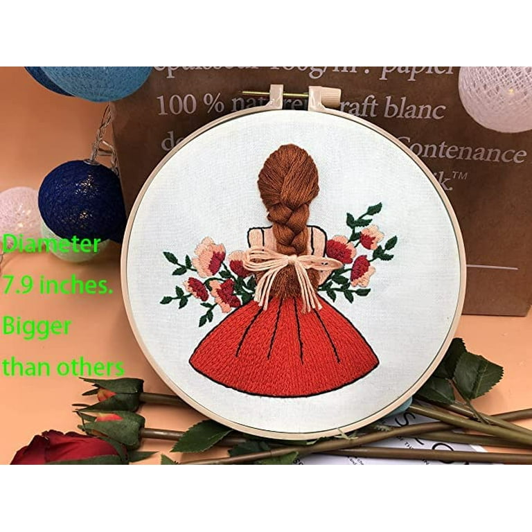 7.9 inch 3 Set Beginner Embroidery Kit，Hand Embroidery Starter  Set,Crossstitching Kits Preprinted,Leisure Arts Embroidery Kit,Gift for  Girl Sister Female Best Friend 