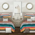thumbnail image 3 of Lush Decor Boho Stripe Polyester Reversible Comforter, Twin-XL, Turquoise/Tangerine, 5-Pc Set, 3 of 4