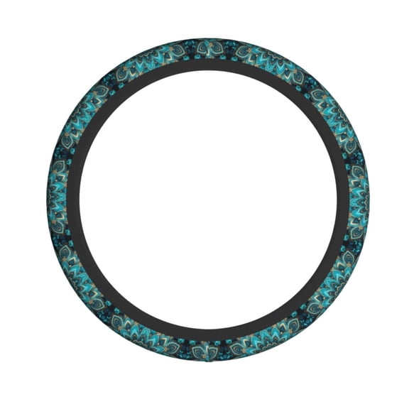 Bohemian Mandala Artwork Neoprene Steering Wheel Cover, Stretchable Non-Slip Grip Protector, Universal Fit for Cars SUVs Trucks