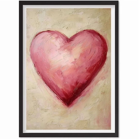 Valentines Day Pink Heart Art Valentines Wall Art Valentines Day Decor Romantic, Matte Canvas Stretched, Posters for Room Bedroom Living Room Bathroom Wall Decor, Posters & Art Prints, Gift.