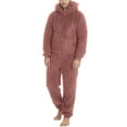 thumbnail image 2 of Eiyaclvo Men's Hooded Onesie Pajamas Lightweight Fuzzy Fleece Zip Up Jumpsuit Long Sleeve Long Pants One Piece Pjs, 2 of 6