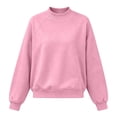 thumbnail image 3 of SSCMYXG Women’s Solid Mock Neck Raglan Sleeve Sweatshirt Long Sleeve Loose Fit No Hood Casual Pullover for Fall Winter Pink XXL, 3 of 3