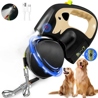 Retractable dog leash no tangle , double dog leash for two dogs with flashlight