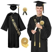Alaiyaky Graduation Gown Cap Tassel 2025 Set, Unisex Matte Uniform Robe Bachelor Costume for High School College