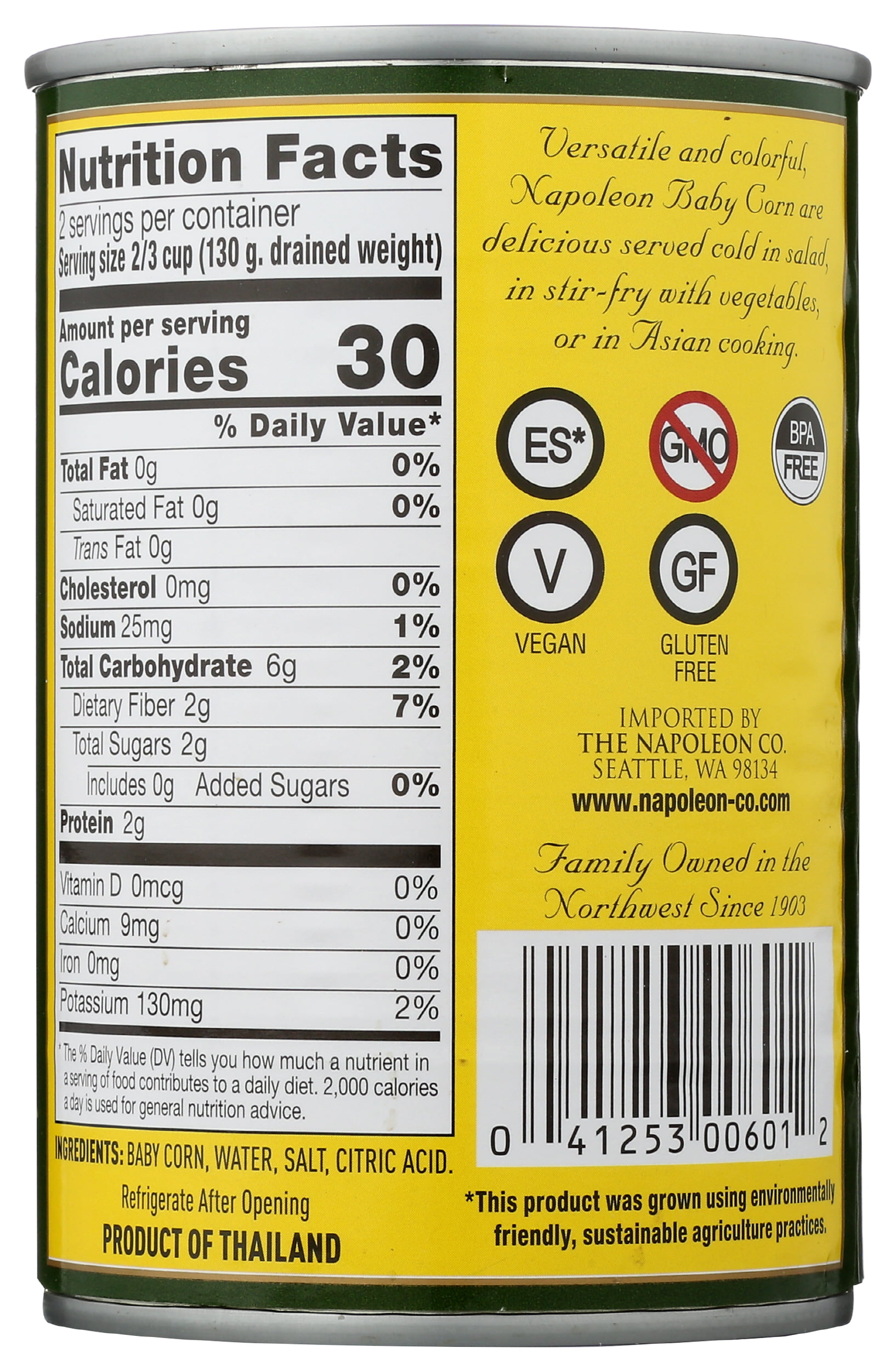 Pack of 12, Napoleon Whole Baby Corn, 15 oz