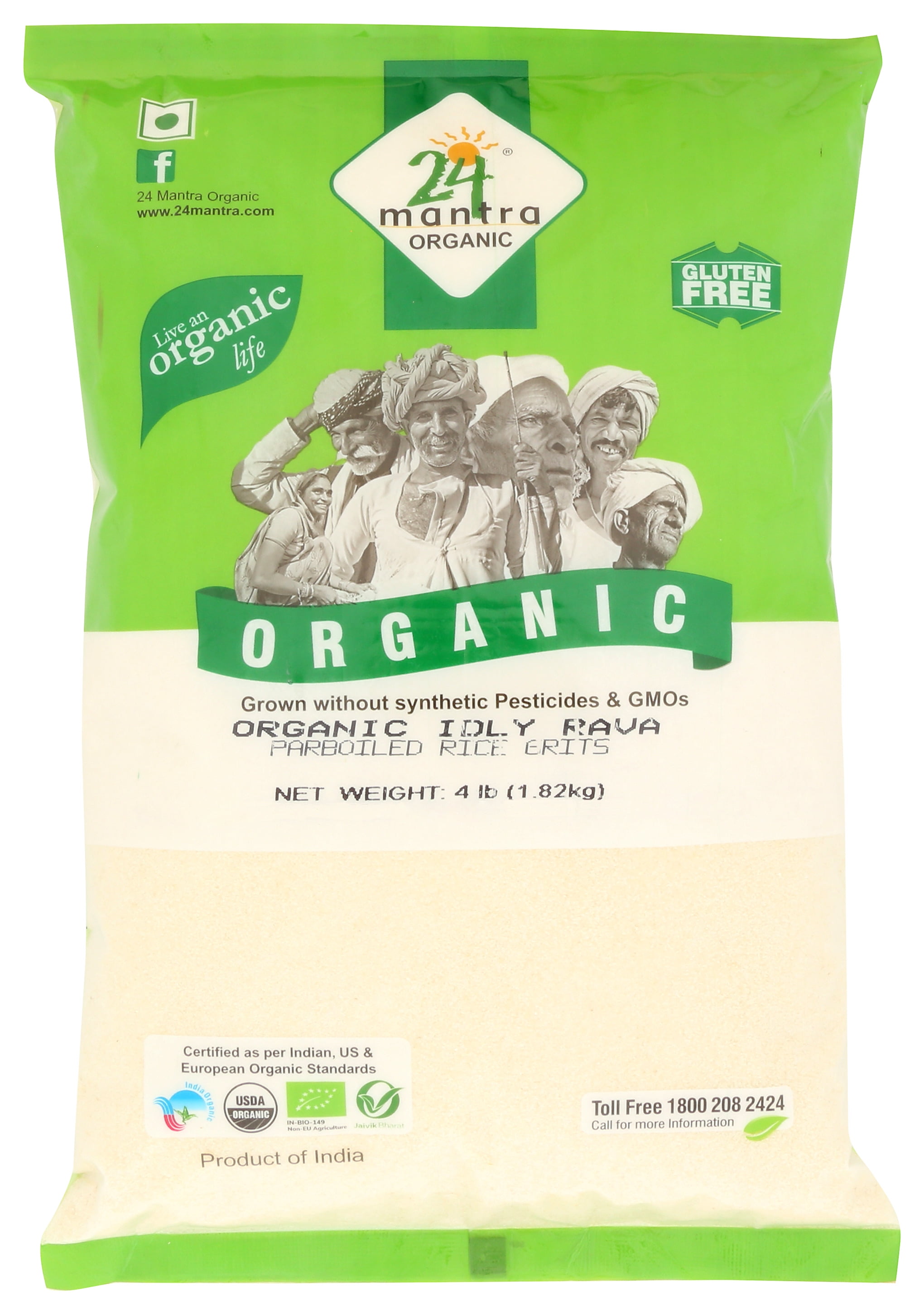 (2 pack) 24 Mantra Organic Idly Rava, 4 LB Bag
