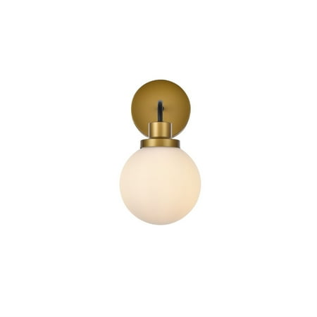 

Hanson 1 light bath sconce in black with brass with frosted shade