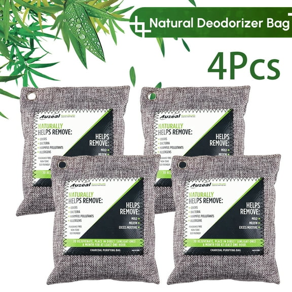 Air Purifying Bag Bamboo Charcoal Air Freshener Bags Bamboo Charcoal Air Freshener Bags Odor Eliminator for Car, Closet, Bathroom, Pets, Shoes, 4-Pack
