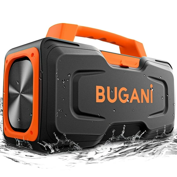 BUGANI Altavoces Bluetooth, Potente Altavoz Inalámbrico Portátil IPX7 Altavoz Impermeable, Altavoz Exterior con Asa Tiempo de Reproducción 24H, Soporte Micrófono AUX USB Adecuado para Fiesta, Piscina,