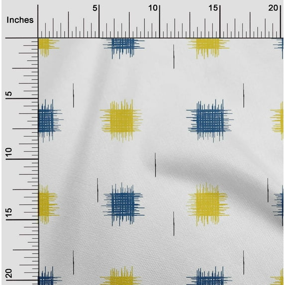 oneOone Cotton Silk Fabric Small Motif Ikat Printed Fabric 1 Yard 42 Inch Wide