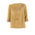 thumbnail image 5 of Womens Blouses and Tops Dressy Kelon Women's Tops, Tees & Blouses Short Sleeve Shirts Crew Neck Ethnic Embroidered Blouse Loose Fit T-shirt, 2XL, 5 of 6
