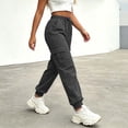 thumbnail image 5 of WAVSUF Women's Cargo Pants, Elastic Waist Loose Fit Multiple Pockets Fall Casual Hiking Joggers Black L, 5 of 7