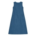 thumbnail image 6 of cocolona Womens Summer Linen Long Dress Crew Neck Sleeveless Ruffle Flowy Tank Dress Vacation Beach Sundress with Pockets, 6 of 7