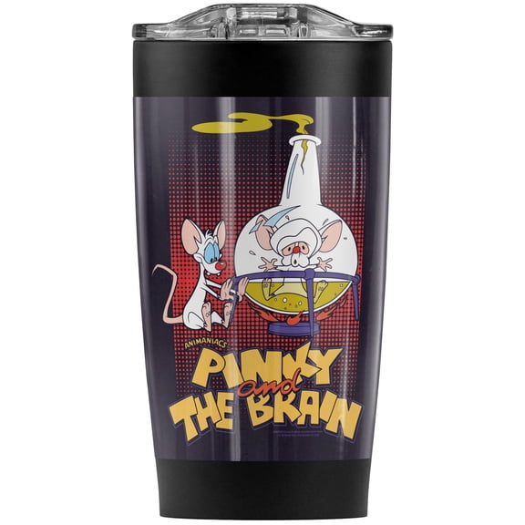 Pinky And The Brain Lab Flask Stainless Steel Tumbler 20 oz Coffee Travel Mug/Cup, Vacuum Insulated & Double Wall with Leakproof Sliding Lid | Great for Hot Drinks and Cold Beverages