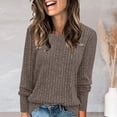 thumbnail image 2 of SNKSDGM Chemises à Manches Longues pour Femmes Blouses Roses à Manches Longues pour Femmes et Hiver Col Rond Rayures Brossées Couleur Unie m, 2 of 5