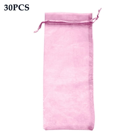 

Reduced！Amusingtao 30pcs Party Organza Bottle Cover Wine Bag Home Drawstring Design Fine Mesh