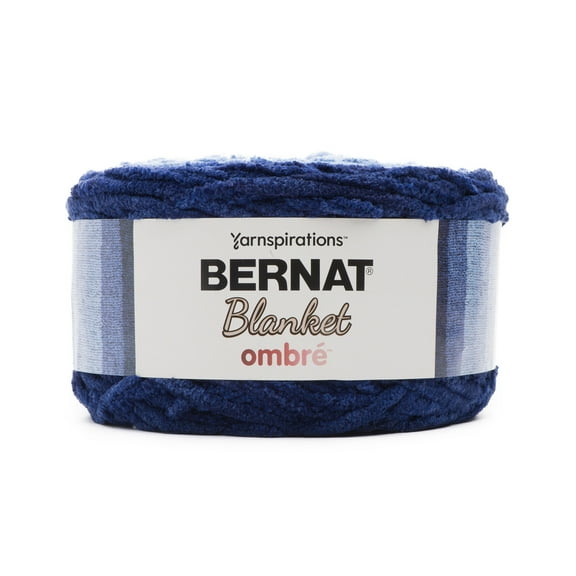 Bernat Blanket Ombré Yarn, Navy Ombre, 10.5oz(300g), Super Bulky, Polyester