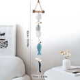 thumbnail image 5 of Coastal Wooden Fish Wall Hanging, Single Strand Blue White Nautical Decoration with Round Discs and Twine for Bedroom Entryway, 25.59in, 5 of 7