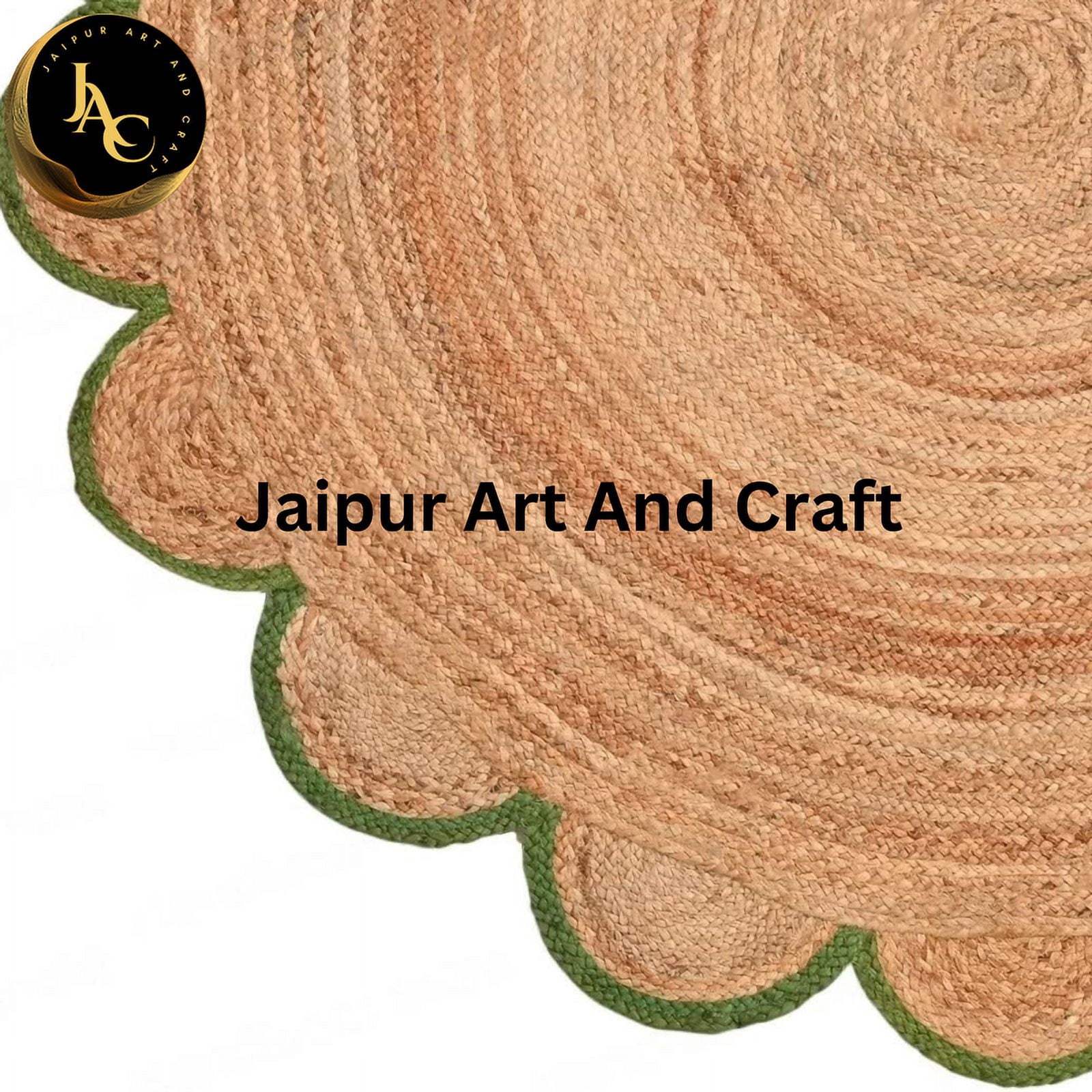 Jaipur Art And Craft Natural Round Jute Rug Indian Handmade Area Rug Bohemian Style Braided Carpet (7x7 Sq Ft)