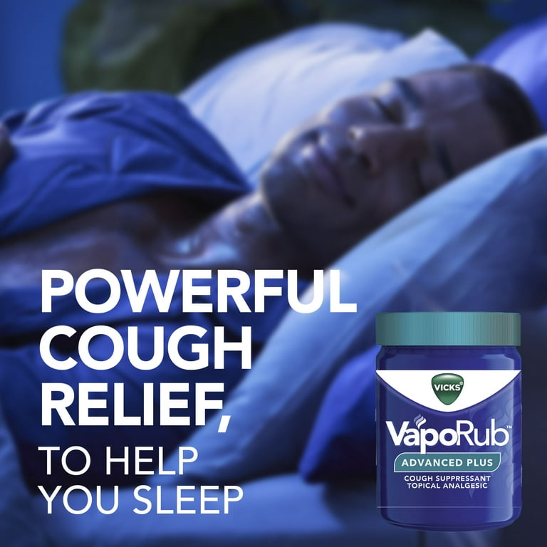 Vicks VapoRub Advanced Plus, Powerful Cough Suppressant, Topical Chest Rub  & Analgesic Ointment, Medicated Vicks Vapors, Fast Cough Relief, 2.82oz x 2