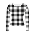 thumbnail image 5 of HongQid Womens Long Sleeve Stretch Crewneck Ribbed T-Shirt Slim Fit Casual Basic Tops, 5 of 7