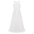 thumbnail image 2 of Jizyo Kids Girls Sleeveless Cutout Back Bridesmaid Dress Wedding Evening Party Prom Maxi Gown Halter Lace Chiffon White 8, 2 of 6