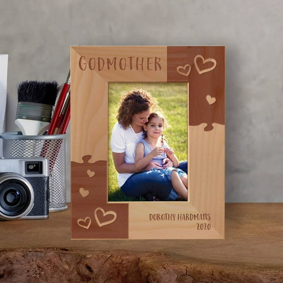 Godmother Personalized Wooden Frame-5" x 3 1/2" Brown Horizontal