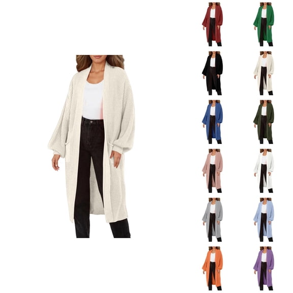 Long Cardigan Sweaters for Women Long Sleeve Oversized Open Front Knit Coatigan Sweater Coats with Pockets