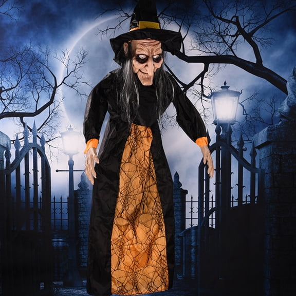Halloween - Sound Activated Electric Moving Witch Toy for Halloween, Horror Animated Decoration Props for Bar and Outdoor, Scary Witch with Motion Sensor​