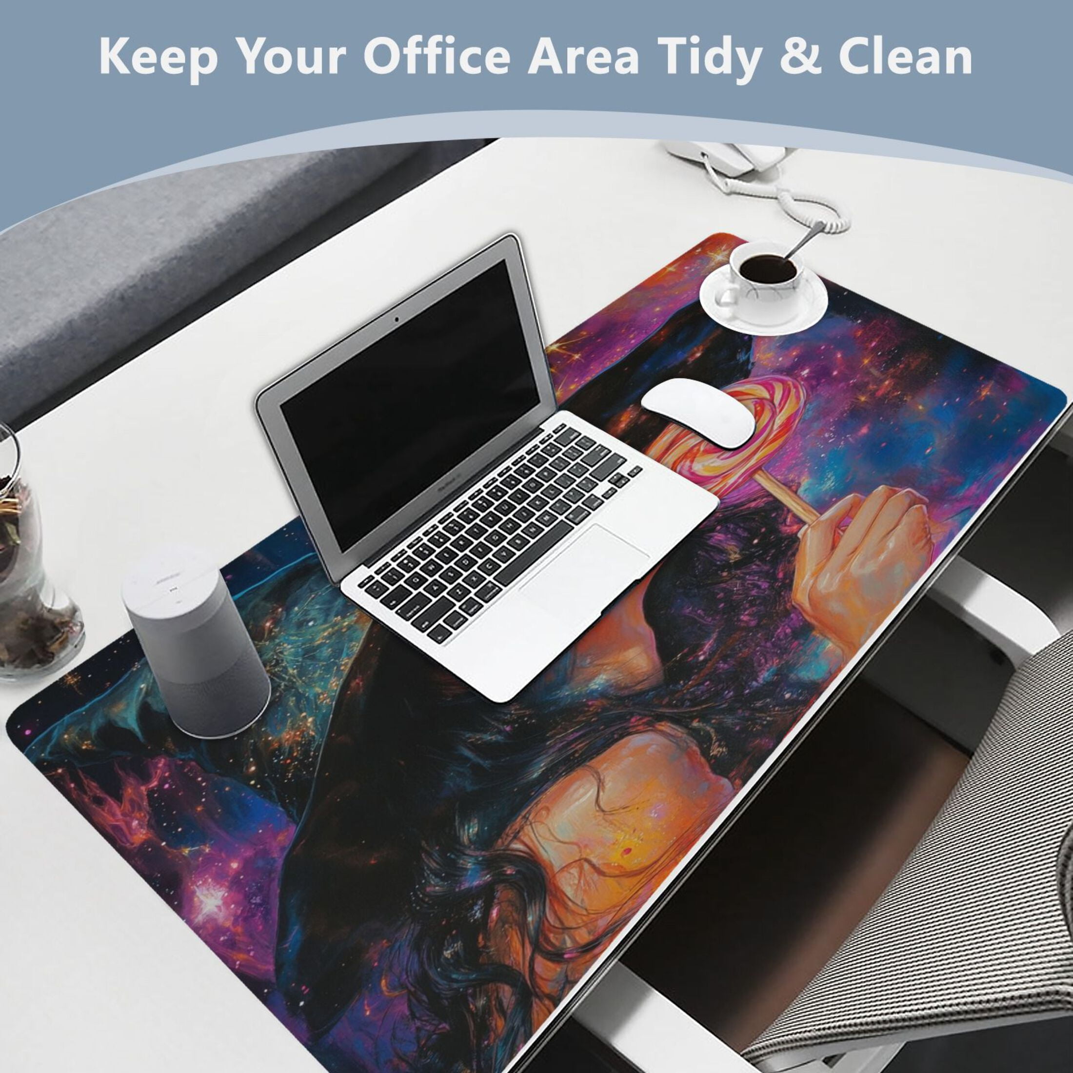 Wobogo Witch Lollipop Gaming Mouse Pad Non-slip Leather Desk Mat Water Resist Keyboard Pad for Gamer Office 16.5×35.4in