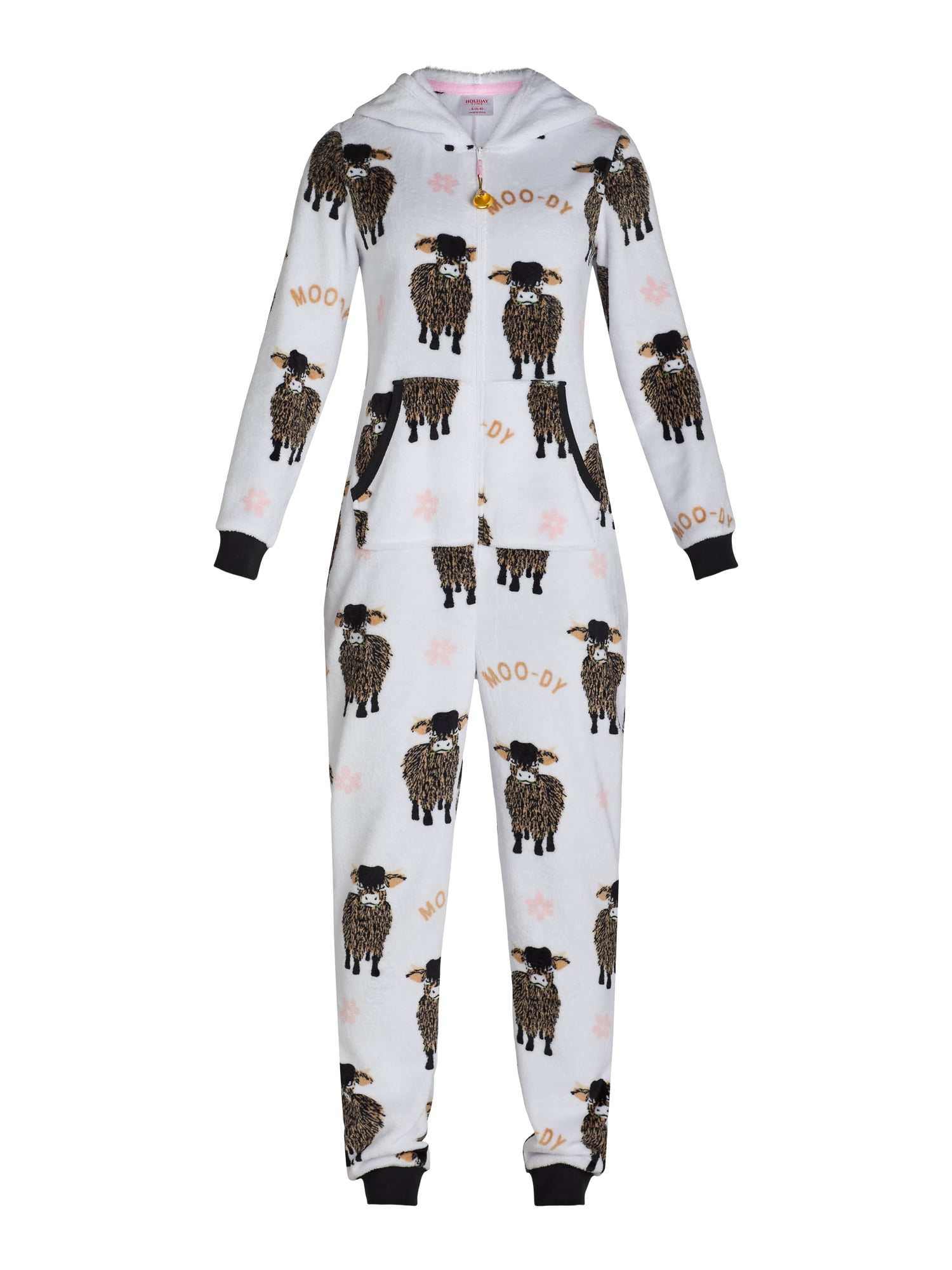 Holiday Time Women’s Cow Union Suit with Hood, Sizes XS-3X