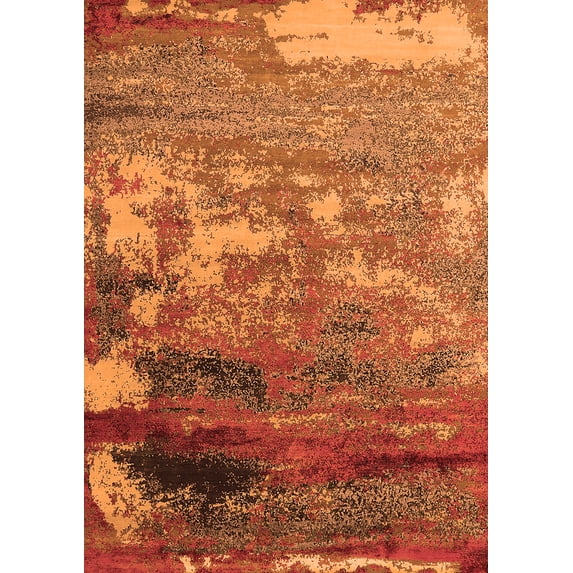 Ahgly Company Indoor Rectangle Oriental Orange Industrial Area Rugs, 7' x 9'