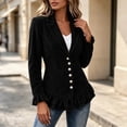 thumbnail image 5 of Cmtiyu Ruffled Jackets for Women Long Sleeve Lapel Button Down Black Corduroy Jacket Dressy Casual Lightweight Fall Jacket S-3XL, 5 of 7