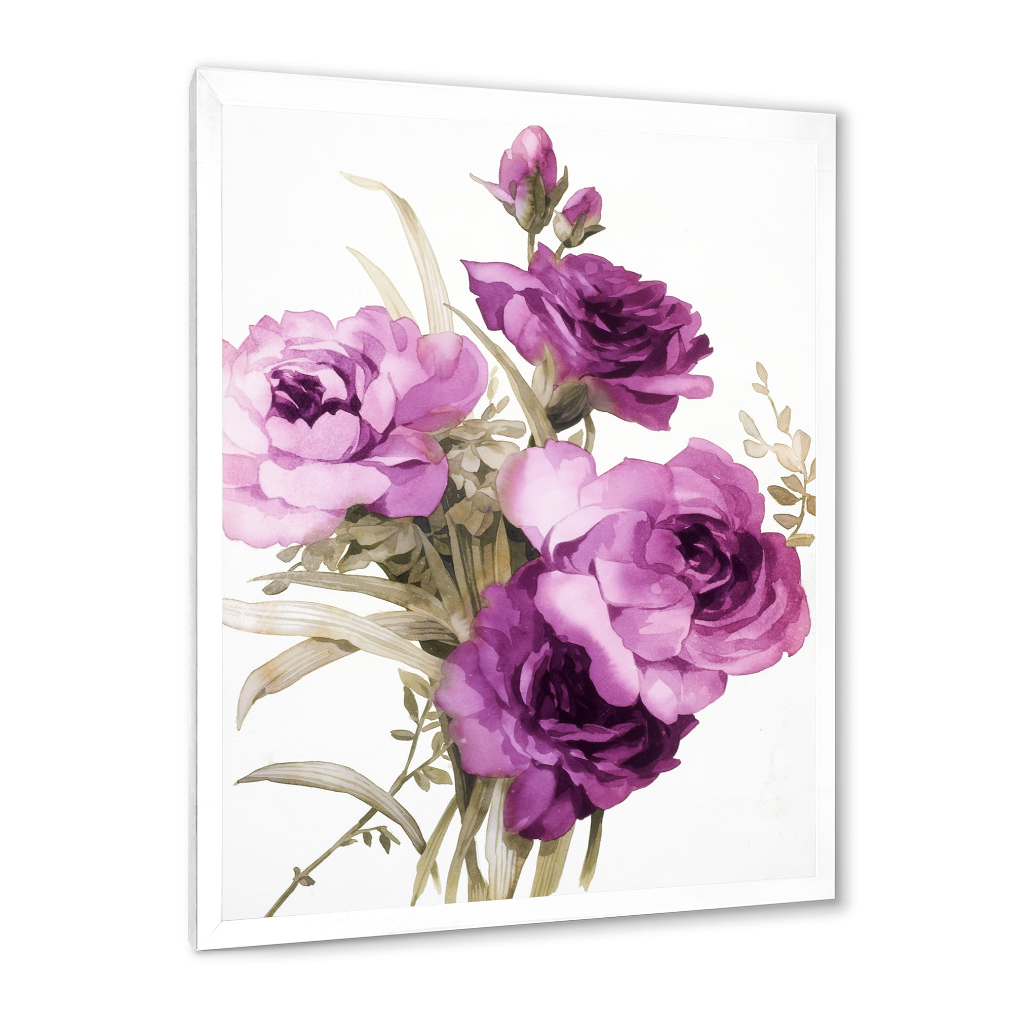 Designart 'Bouquet of Dark Pink Roses' Traditional Framed Art Print