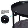 thumbnail image 4 of Round Side End Tables with Storage Bag for Living Room Bedroom, Industial Small Side Accent Bedside Table Metal, Black, 4 of 9