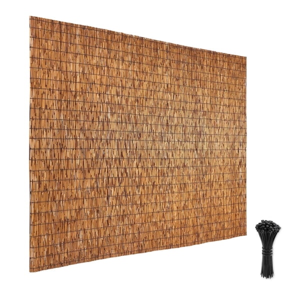 KFFKFF Natural Reed Fence Roll, 6 ft x 16.4 ft, Decorative Privacy Screen for Outdoor Spaces, Ideal for Gardens, Balconies, Patios, and Backyard Dividers