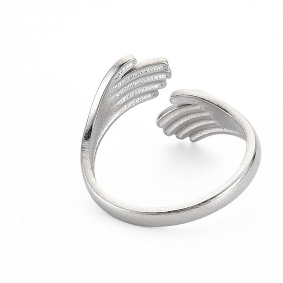 20 pc Non-Tarnish 304 Stainless Steel Double Hand Hug Open Cuff Ring for Women Stainless Steel color US Size 8(18.1mm)