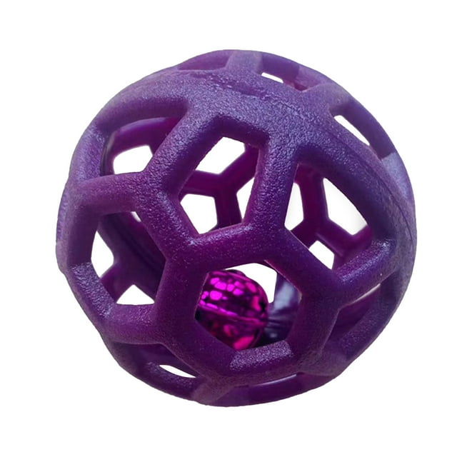 Juguete de pelota hueca para perros, divertido, interactivo, resistente a las mordeduras, para masticar, para perros y gatos, color morado