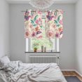 thumbnail image 6 of 2 Panels Kitchen Tier Curtains 39 Inch Length, Pink Floral Blossom Grommets Window Treatment Curtain, Retro Farmhouse Botanical Leaves Thermal Curtains Drapes for Living Room/Bathroom, 6 of 9